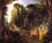 WATTEAU, Antoine Gathering by the Fountain of Neptune